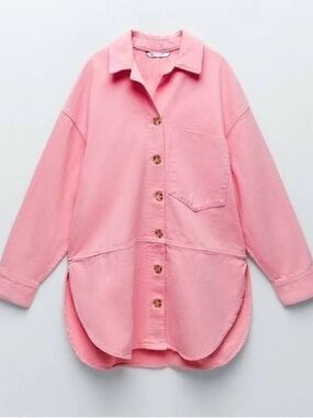 ZARA like new Oversized Pink Denim Shacket | Color: Pink | Size: S